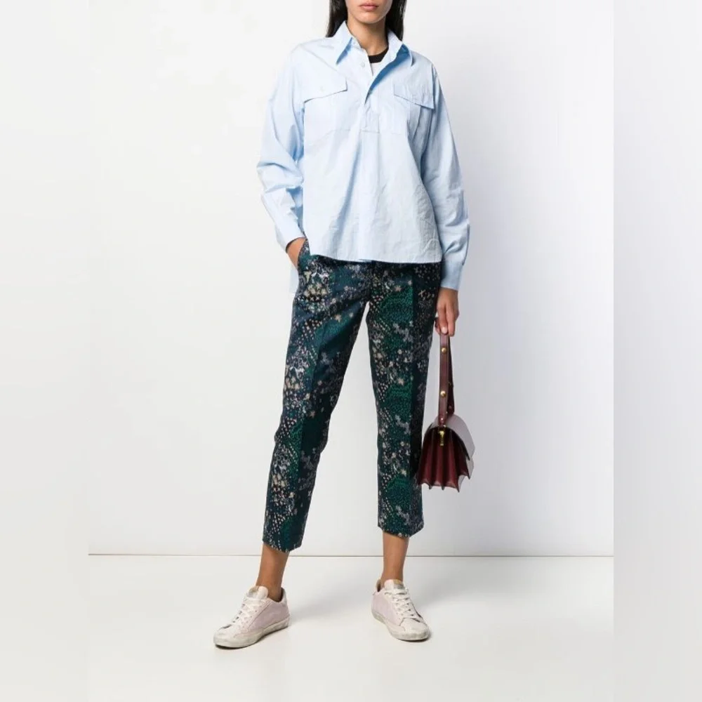 ZADIG & VOLTAIRE Posh Mixed-Print Metallic Jacquard Cropped Trousers - Picture 10 of 12